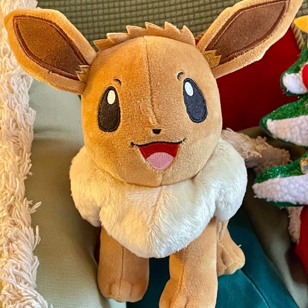 Eevee Pokémon Brown and Cream Stuffed Animal with Cute Expression